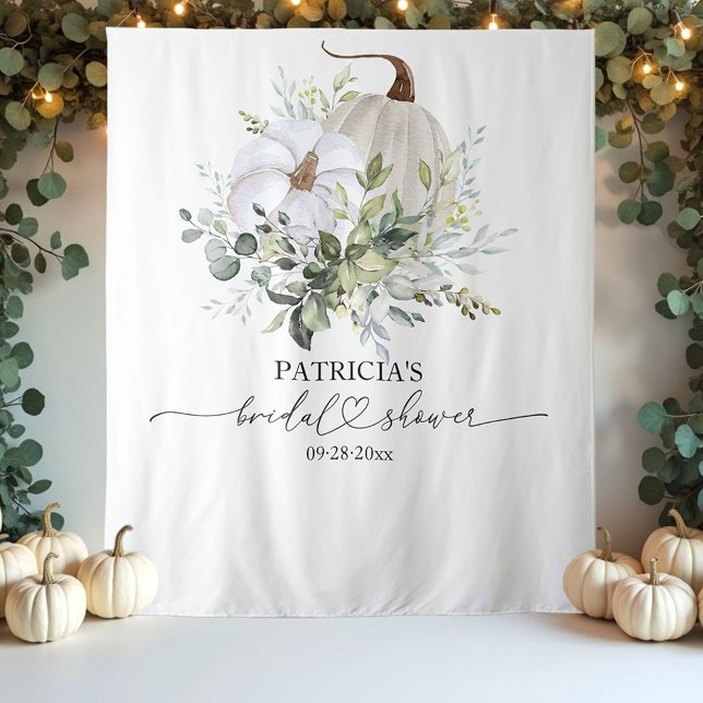 Pumpkin Eucalyptus Fall Bridal Shower Backdrop Tapestry (Creator Uploaded)