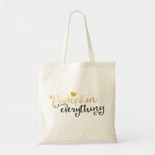 PUMPKIN EVERYTHING Fall Autumn Black & Gold Tote Bag