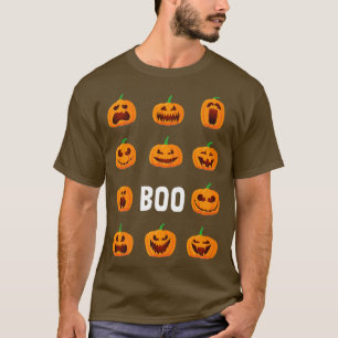 Pumpkin Face Boo Lazy Halloween Costume Cute Jack  T-Shirt