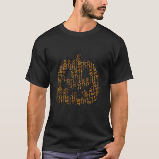 Pumpkin Face Halloween Design Funny Binary Code Co T-Shirt