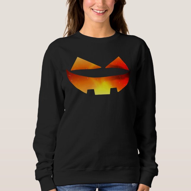Pumpkin Face Halloween Jack O Lantern Easy Costume Sweatshirt (Front)