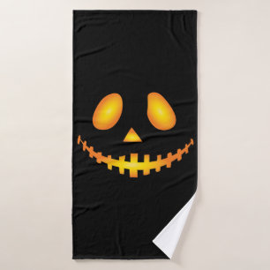 Pumpkin Face Halloween Jack O Lantern Spooky Bath Towel