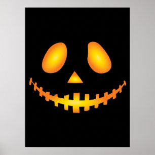 Pumpkin Face Halloween Jack O Lantern Spooky Poster