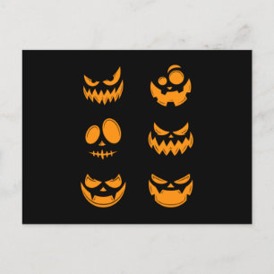Pumpkin Face Halloween Trick Or Treat Horror Gift Postcard