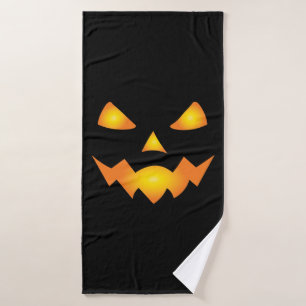 Pumpkin Face Jack O Lantern Halloween Spooky Bath Towel