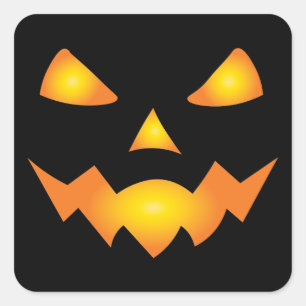 Pumpkin Face Jack O Lantern Halloween Spooky Square Sticker