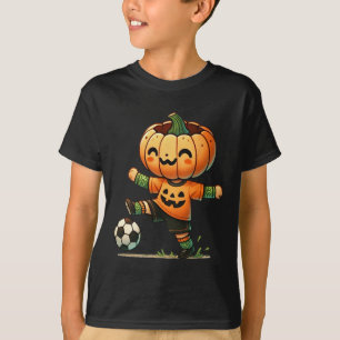 Pumpkin Face Soccer Halloween Costume Boys Kids To T-Shirt