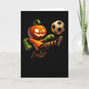 Pumpkin Face Soccer Halloween Costume Men Boys Kid Card
