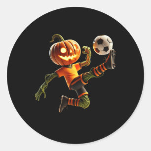 Pumpkin Face Soccer Halloween Costume Men Boys Kid Classic Round Sticker