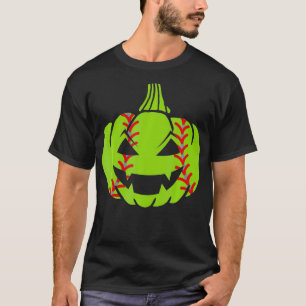 Pumpkin Face Softball Costume Easy Sports Hallowee T-Shirt