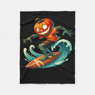 Pumpkin Face Surf Halloween Costume Surfing Men Bo Fleece Blanket