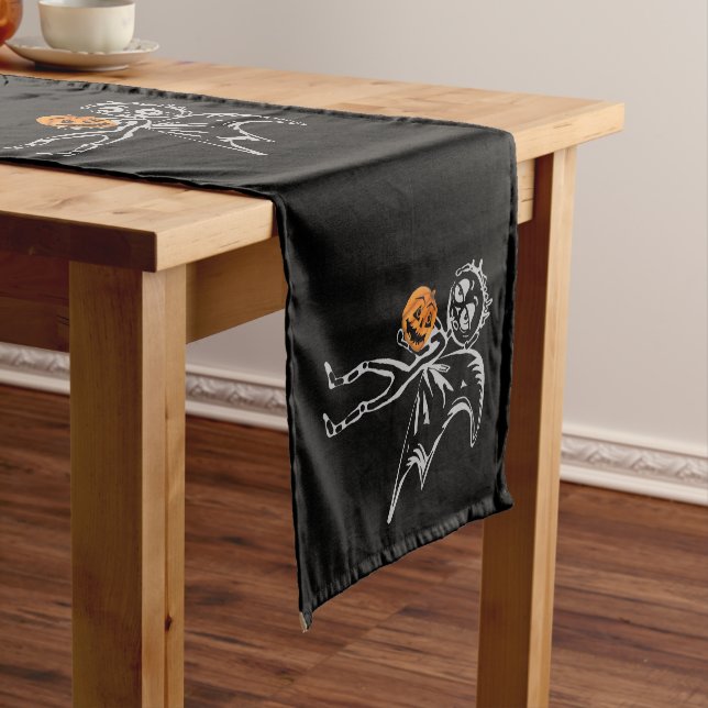 Pumpkin Fairies Have Fun On Halloween Short Table Runner (In Situ)