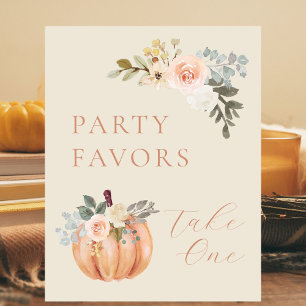 Pumpkin Fall 1st Birthday Party Favors Table Pedestal Sign