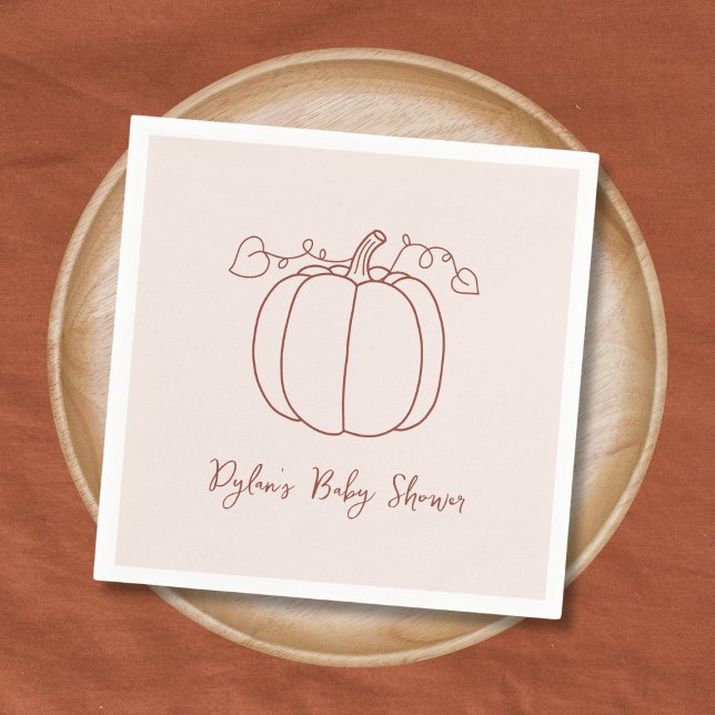 Pumpkin Fall Autumn Hand Drawn Doodle Baby Shower Napkin (Pumpkin Fall Autumn Hand Drawn Doodle Baby Shower Napkins)