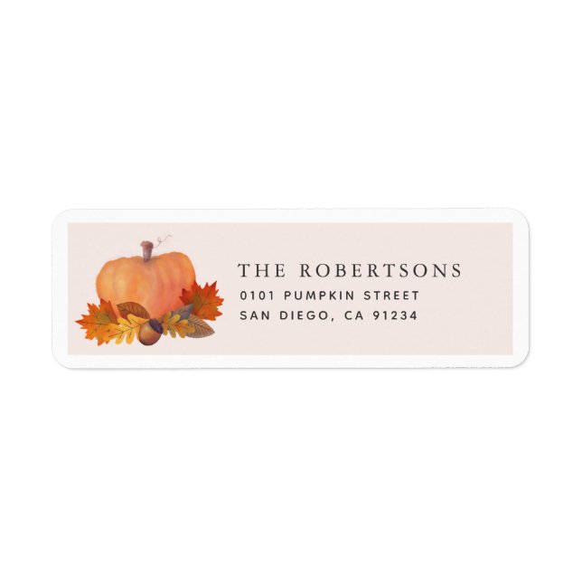 Pumpkin Fall Autumn Leaves Blush Pink Address (Front)