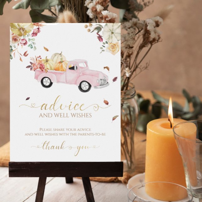 Pumpkin Fall Baby Shower Advice & Wishes Sign (Creator Uploaded)