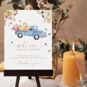 Pumpkin Fall Baby Shower Advice & Wishes Sign