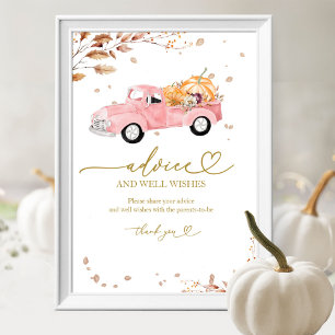 Pumpkin Fall Baby Shower Advice & Wishes Sign