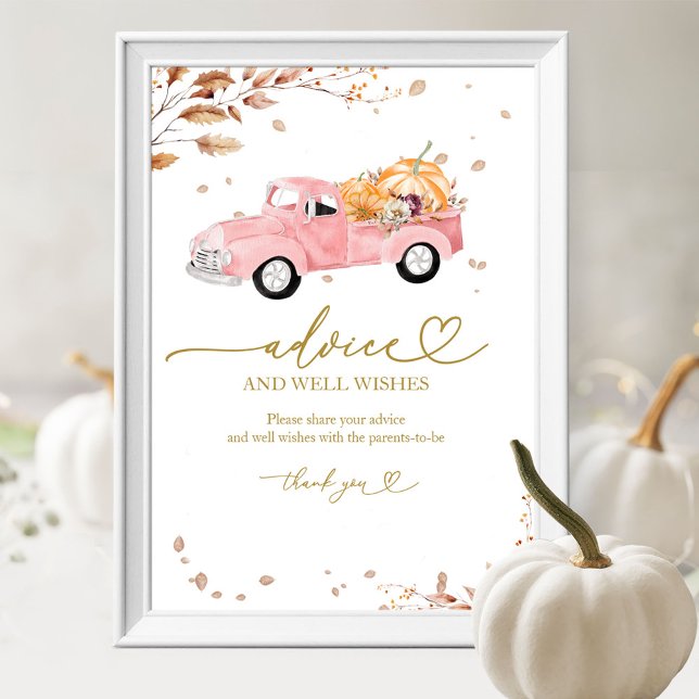 Pumpkin Fall Baby Shower Advice & Wishes Sign (Creator Uploaded)