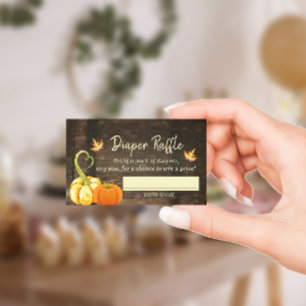 Pumpkin Fall Baby Shower Diaper Raffle Card