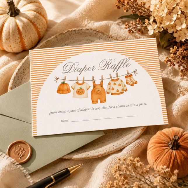 Pumpkin Fall Baby Shower Diaper Raffle Enclosure Card (Creator Uploaded)