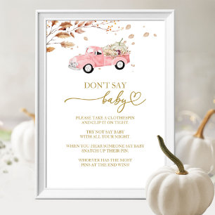 Pumpkin Fall Baby Shower Don't Say Baby Game Sign
