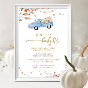 Pumpkin Fall Baby Shower Don't Say Baby Game Sign
