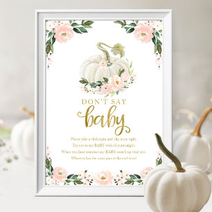 Pumpkin Fall Baby Shower Don't Say Baby Sign
