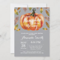 Pumpkin Fall Baby Shower Invitation Grey