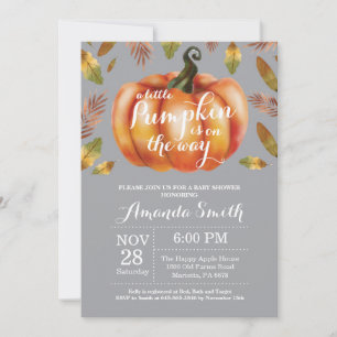 Pumpkin Fall Baby Shower Invitation Grey