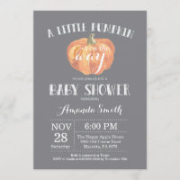 Pumpkin Fall Baby Shower Invitation Grey