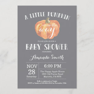 Pumpkin Fall Baby Shower Invitation Grey