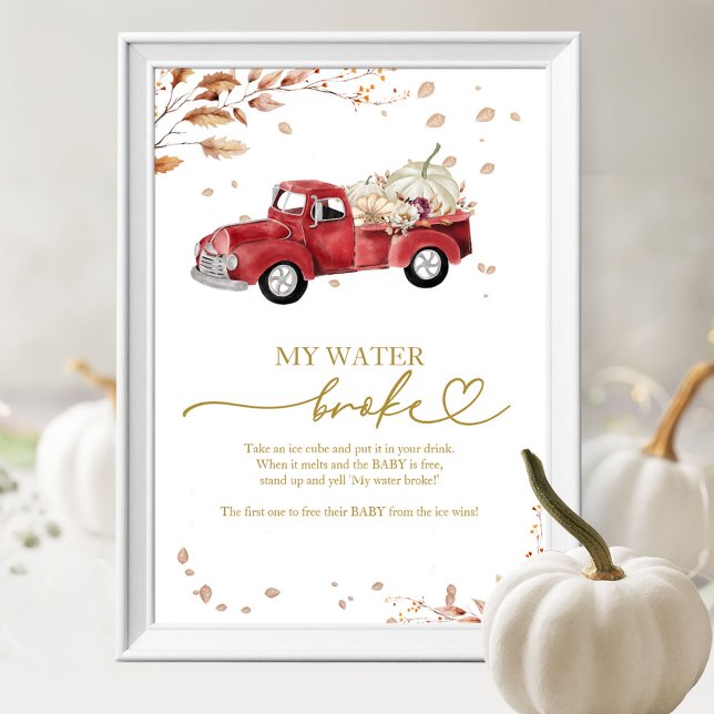 Pumpkin Fall Baby Shower My Water Broke Game Poster (Creator Uploaded)