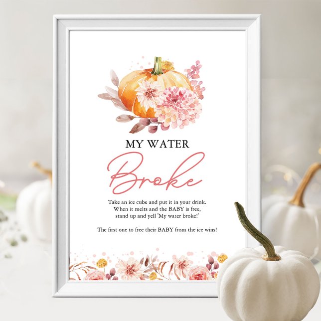 Pumpkin Fall Baby Shower My Water Broke Game Poster (Creator Uploaded)
