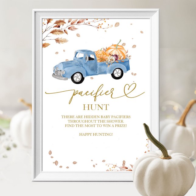 Pumpkin Fall Baby Shower Pacifier Hunt Sign (Creator Uploaded)