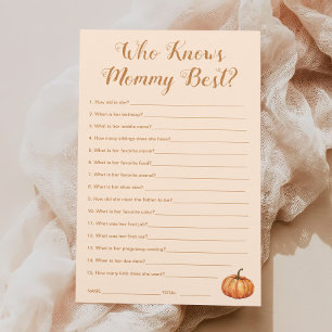 Pumpkin Fall Baby Shower Who Knows Mommy Best Game