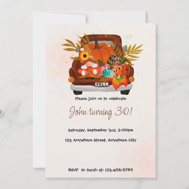 Pumpkin Fall Birthday Invitation (Front)