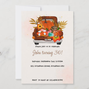 Pumpkin Fall Birthday Invitation
