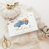 Pumpkin Fall Blue Truck Boy Baby Shower Thank You
