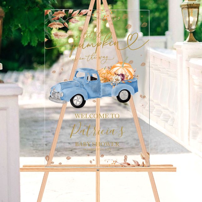 Pumpkin Fall Boy Baby Shower Acrylic Welcome Sign (Creator Uploaded)