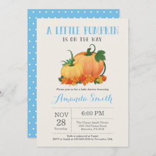 Pumpkin Fall Boy Baby Shower Invitation Card