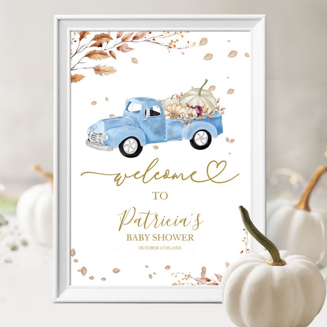 Pumpkin Fall Boy Baby Shower Welcome Sign Poster (Creator Uploaded)