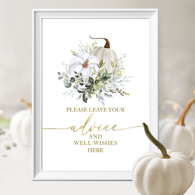 Pumpkin Fall Bridal Shower Advice Wishes Sign (Creator Uploaded)