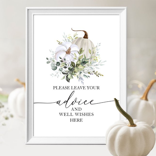 Pumpkin Fall Bridal Shower Advice Wishes Sign (Creator Uploaded)