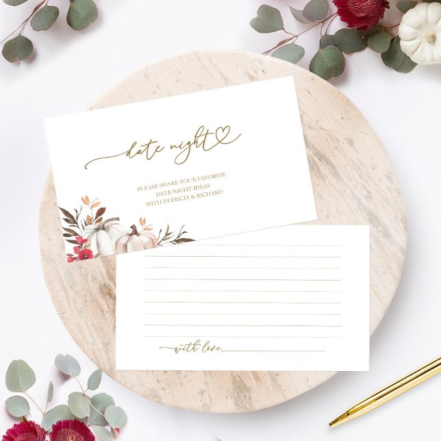 Pumpkin Fall Bridal Shower Date Night Cards (Creator Uploaded)