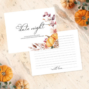 Pumpkin Fall Bridal Shower Date Night Cards