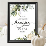 Pumpkin Fall Bridal Shower Recipe Cards Sign<br><div class="desc">Lovely greenery watercolor,  pumpkin fall bridal shower recipe cards sign. Easy to personalize with your details. Please get in touch with me via chat if you have questions about the artwork or need customization. PLEASE NOTE: For assistance on orders,  shipping,  product information,  etc.,  contact Zazzle Customer Care directly https://help.zazzle.com/hc/en-us/articles/221463567-How-Do-I-Contact-Zazzle-Customer-Support-.</div>