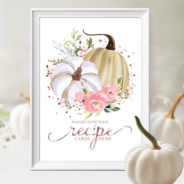 Pumpkin Fall Bridal Shower Recipe Cards Sign (Creator Uploaded)