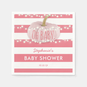 Pumpkin Fall Chic Girl Baby Shower Pink Napkin