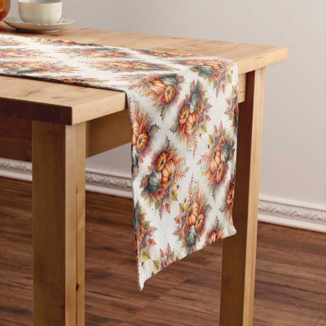 Pumpkin Fall Colours Short Table Runner (In Situ)